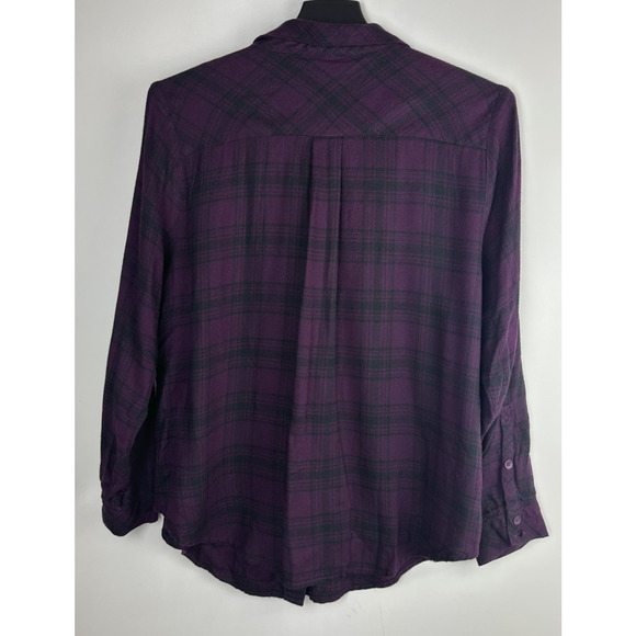 Torrid Purple Black Plaid Button Front Shirt Lattice Shoulder Top Plus Size 1 1X - Picture 8 of 9